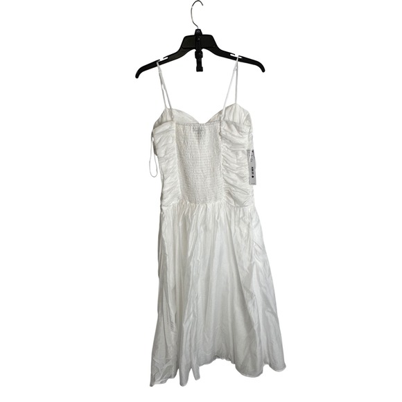 AQUA White Midi Dress‎ Ruched Bodice Sleeveless Party Cocktail Size M - Picture 5 of 9